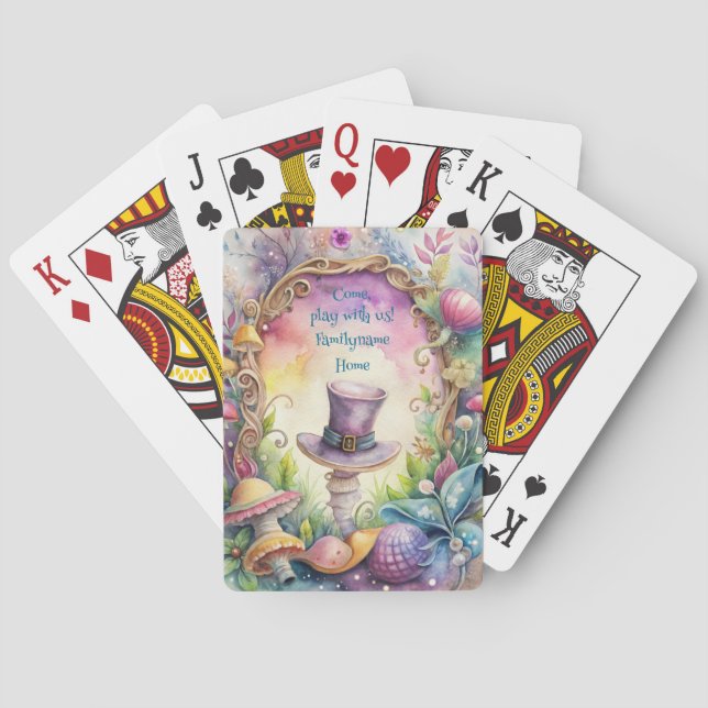 Create Your Own Whimsical Purple Top Hat Playing Cards (Back)