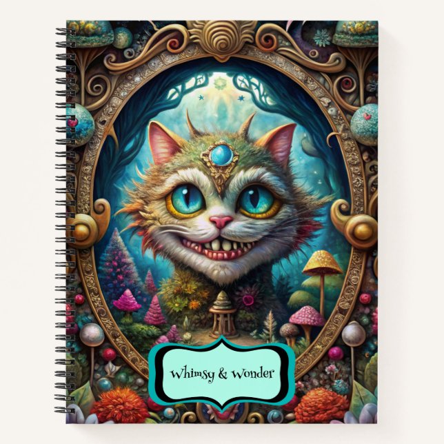 Create Your Own Whimsical Queen Cheshire Cat Notebook (Front)