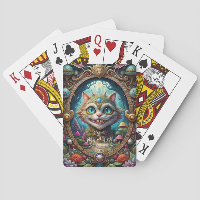 Create Your Own Whimsical Queen Cheshire Cat Playing Cards (Back)