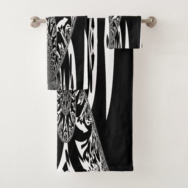 Create Your Own White and Black Bath Towel Set (Insitu)
