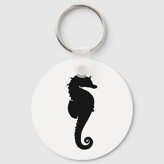 Create Your Own White and Black Sea Horse Key Ring (Front)