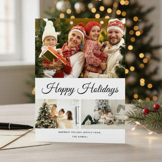 Create Your Own White Background 3 Photo Collage Holiday Card