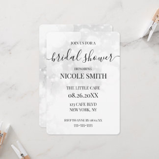 Create Your Own - White Bokeh Bridal Shower Invitation