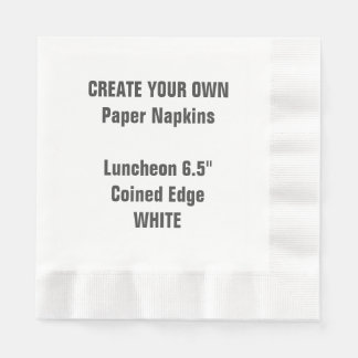 Create Your Own WHITE Coined Luncheon Paper Napkin