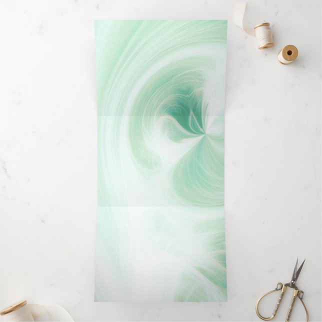 Create Your Own White Light Swirls - Green Tri-Fold Invitation (Inside)
