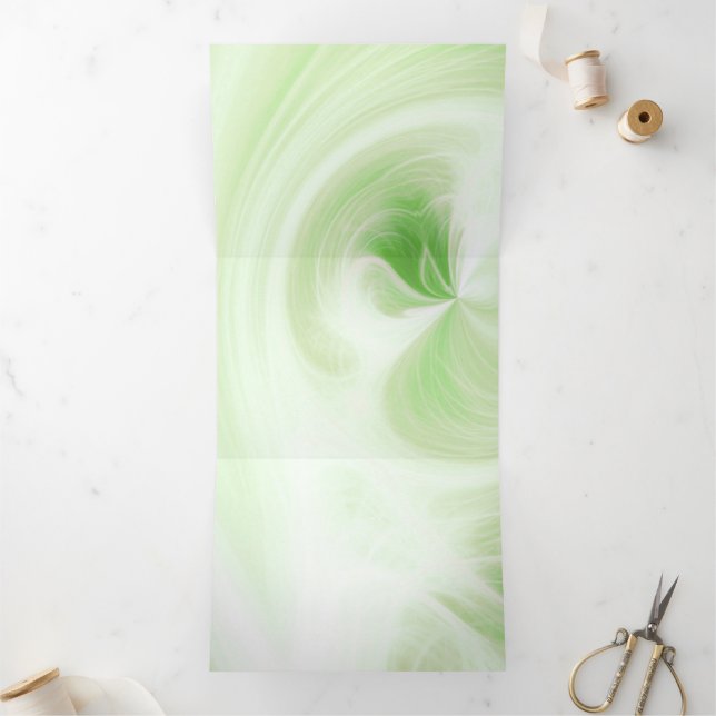 Create Your Own White Light Swirls - Lime Green Tri-Fold Invitation (Inside)