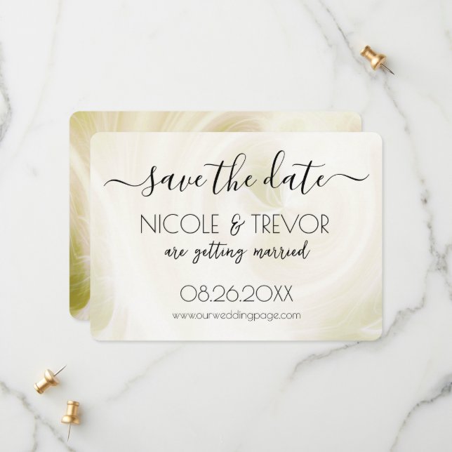 Create Your Own - White Light Swirls Save The Date (Front/Back In Situ)