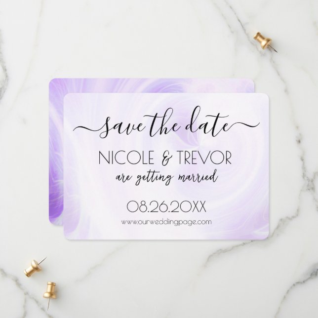 Create Your Own - White Light Swirls Save The Date (Front/Back In Situ)