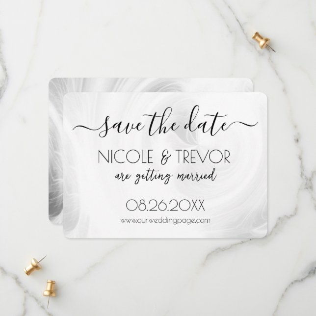 Create Your Own - White Light Swirls Save The Date (Front/Back In Situ)