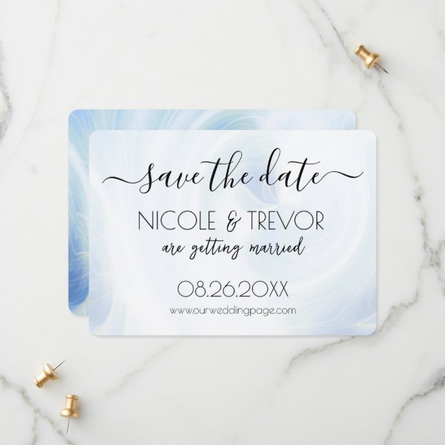 Create Your Own - White Light Swirls Save The Date (Front/Back In Situ)