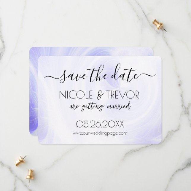 Create Your Own - White Light Swirls Save The Date (Front/Back In Situ)