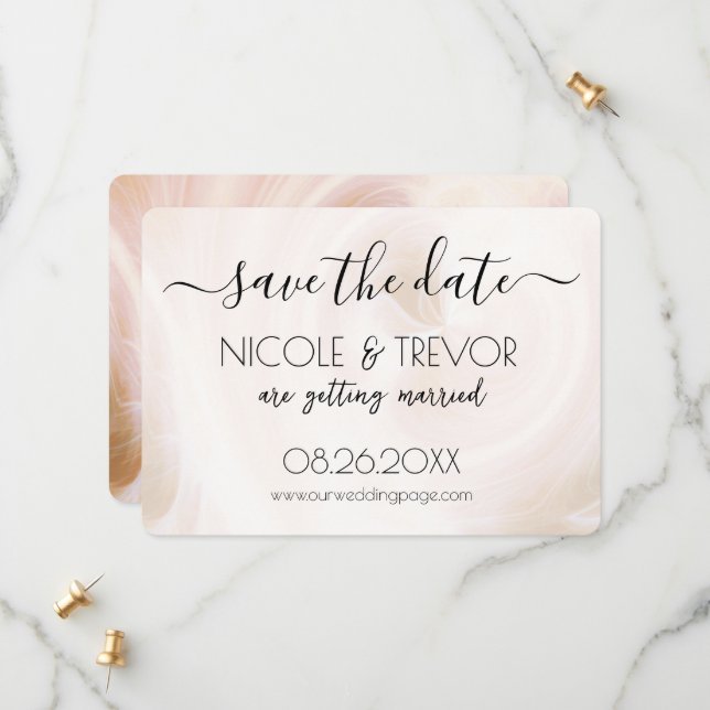 Create Your Own - White Light Swirls Save The Date (Front/Back In Situ)