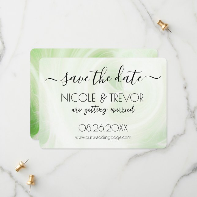 Create Your Own - White Light Swirls Save The Date (Front/Back In Situ)