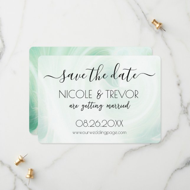 Create Your Own - White Light Swirls Save The Date (Front/Back In Situ)