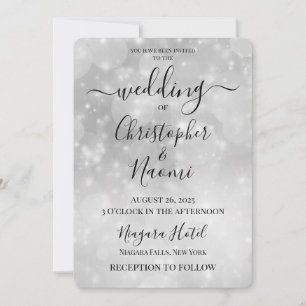 Create Your Own White Lights Bokeh Wedding Invitation