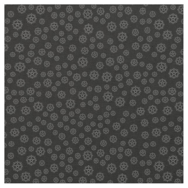 Create Your Own White Pentacles Black Fabric (Close Up)