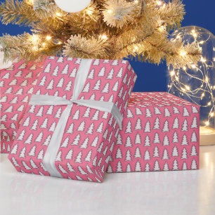 Create Your Own White Pine Tree Pink Wrapping Paper