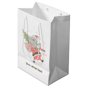 Create Your Own White Silly Santa Claus Medium Gift Bag