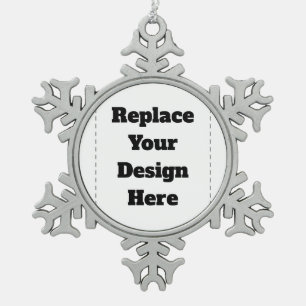 Create Your Own white Snowflake Pewter Christmas Ornament