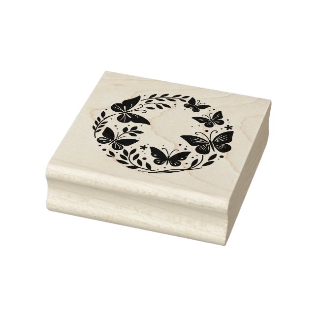 Create Your Own Wildflower Butterflies Emblem Rubber Stamp (Stamp)