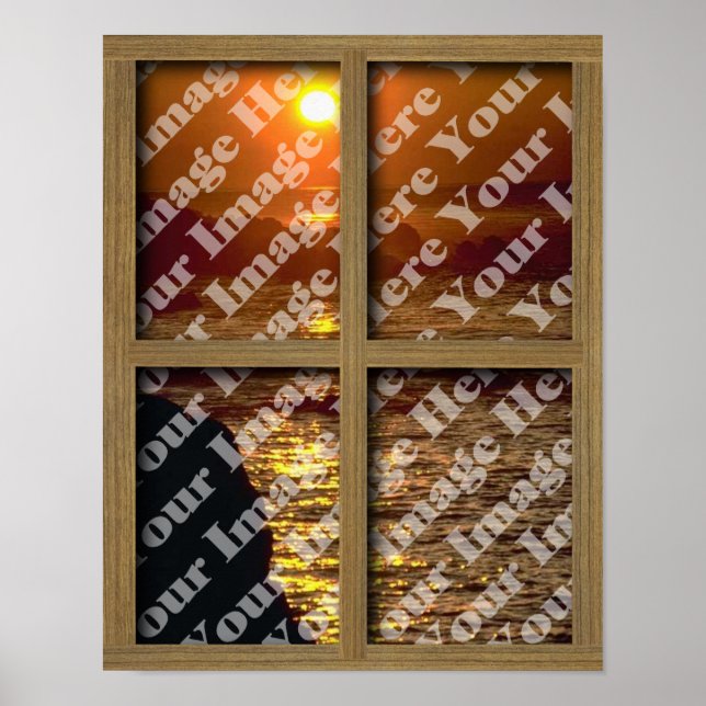Create Your Own Window With Brown Wooden Frame Poster (Front)