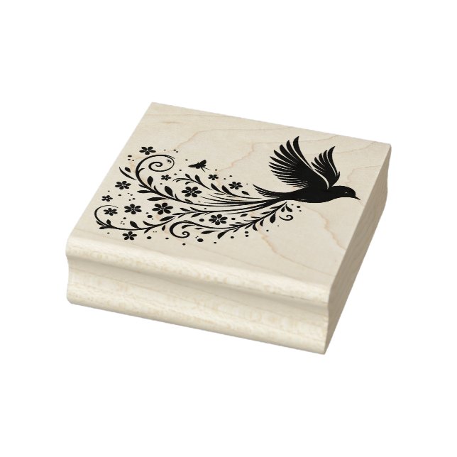 Create Your Own Windswept Flowers Songbird Rubber Stamp (Stamp)