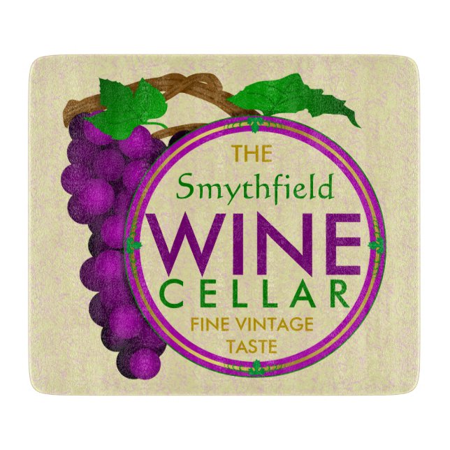 Create Your Own Wine Cellar Grapes Personalised Cutting Board (Front)