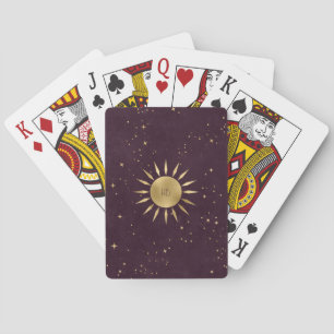 Create Your Own Wine & Gold Sun Mandala Playing Cards