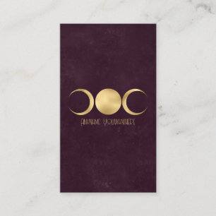 Create Your Own Wine & Gold Triple Moon Goddess Business Card