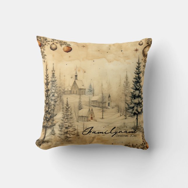 Create Your Own Winter Church Village Cushion (Front)