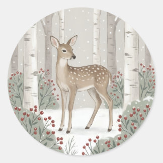 Create Your Own Winter Deer Round Sticker