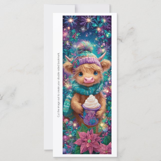 Create Your Own Winter Highland Calf Bookmark Card (Front)