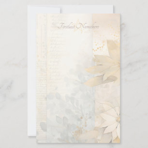 Create Your Own Wintery Gold Poinsettias Floral Stationery