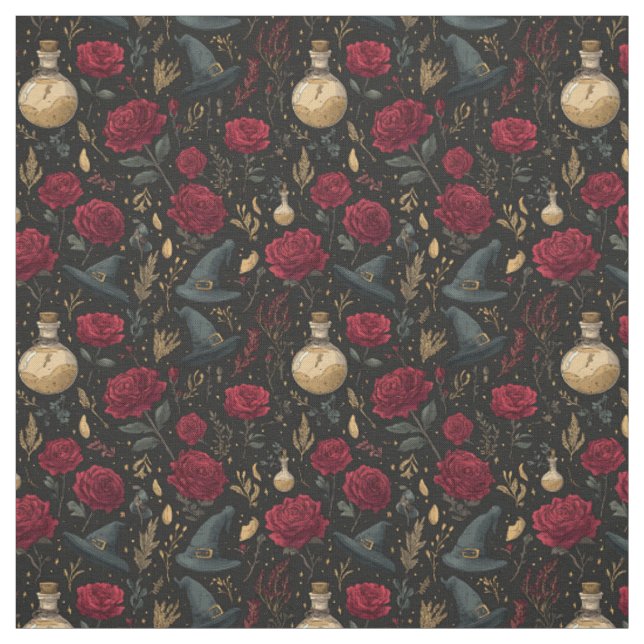 Create Your Own Witchy Crimson Roses Fabric (Swatch)