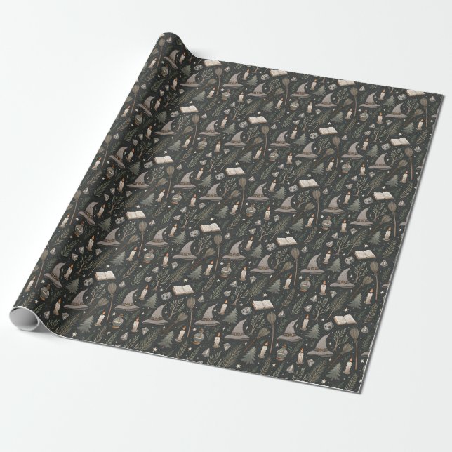 Create Your Own Witchy Crystals Herbs Candles Wrapping Paper (Unrolled)