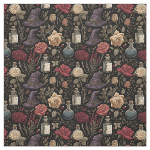 Create Your Own Witchy Ivory Coral Red Roses Fabric