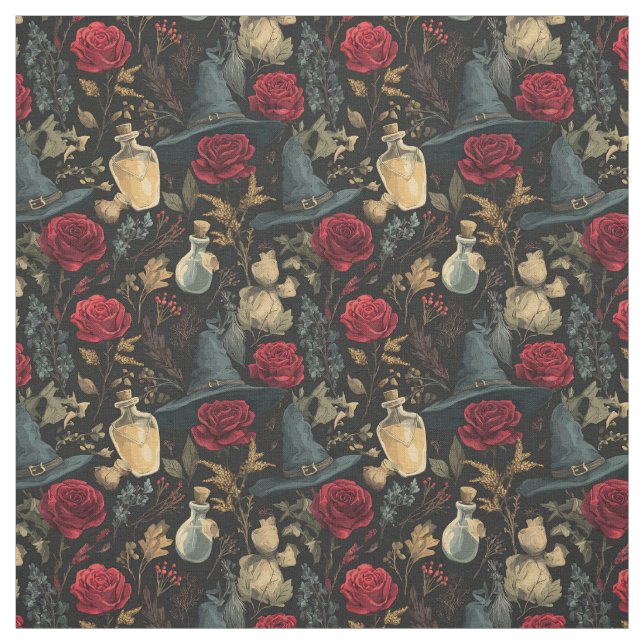 Create Your Own Witchy Red Roses Fabric (Swatch)