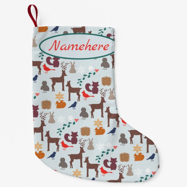 Create Your Own Woodland Creatures Small Christmas Stocking (Front)
