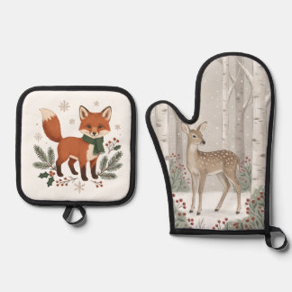 Create Your Own Woodland Winter Oven Mitt Set