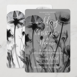 Create Your Own X-Ray Flowers B&W Wedding Invitation