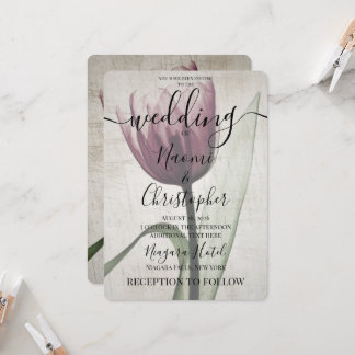 Create Your Own X-Ray Pink Sepia Tulip Wedding Invitation