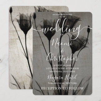 Create Your Own X-Ray Sepia Dark Flowers Wedding Invitation