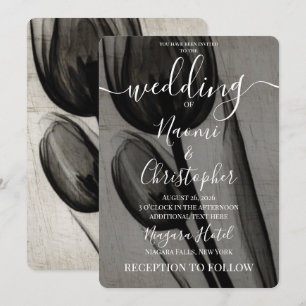 Create Your Own X-Ray Sepia Dark Tulips Wedding Invitation