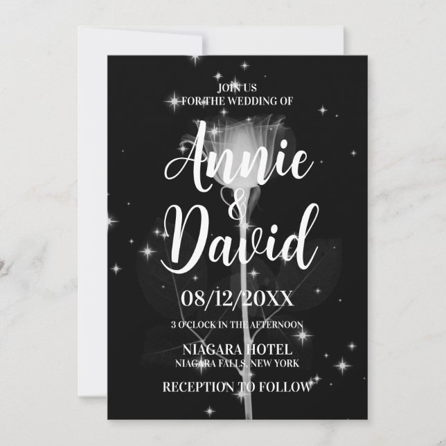 Create Your Own X-Ray Sparkle Flower Wedding Invitation (Front)