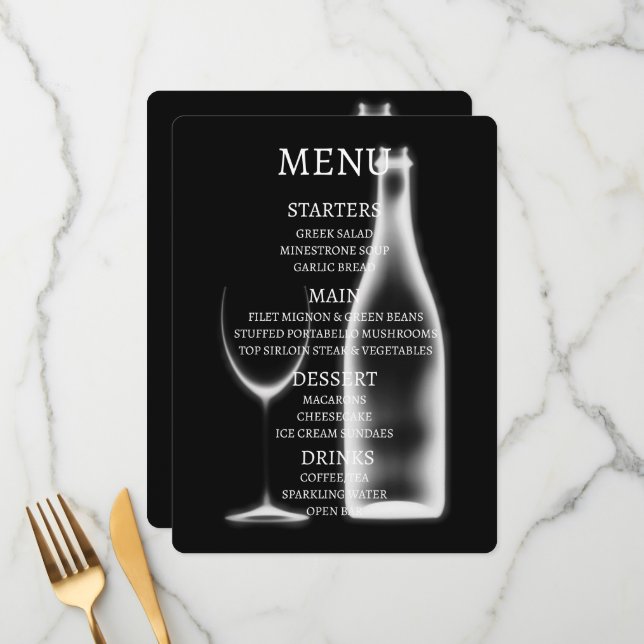 Create Your Own X-Ray Wine Glass & Bottle Menu (Front/Back In Situ)