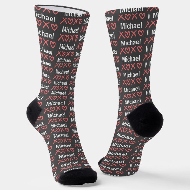 Create Your Own XOXO Name Valentines Day  Socks (Angled)