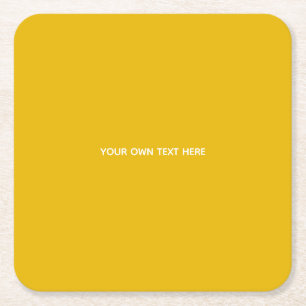 Create Your Own Yellow Custom Design Square Paper Coaster