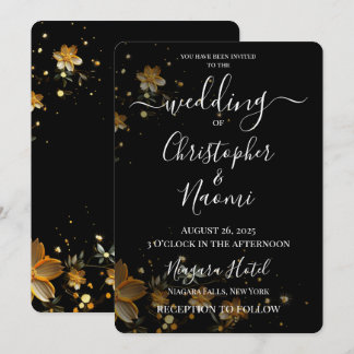 Create Your Own Yellow Flowers on Black Invitation