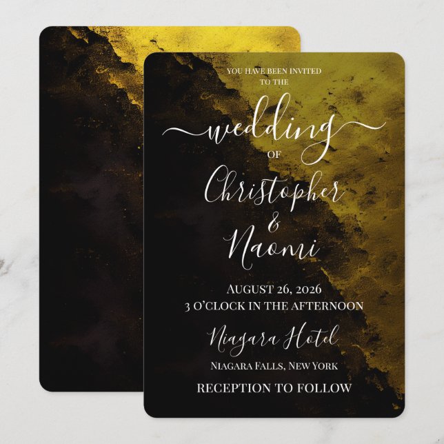 Create Your Own Yellow Texture Wedding Invitation (Front/Back)