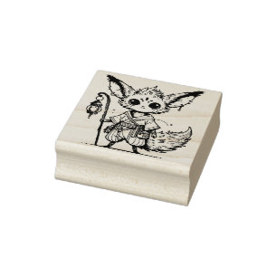 Create Your Own Young Fennec Fox Adventurer Rubber Stamp